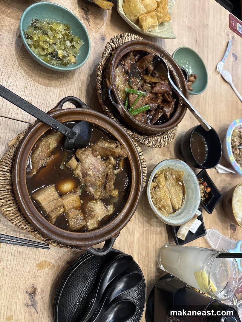 Table with various dishes and drinks
