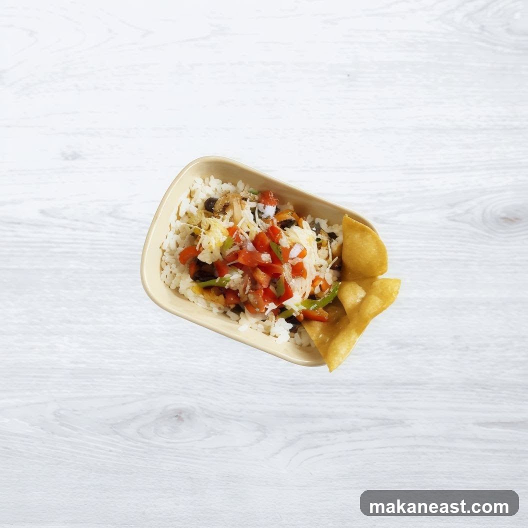 Rice Bowl with Toppings and Tortilla Chips