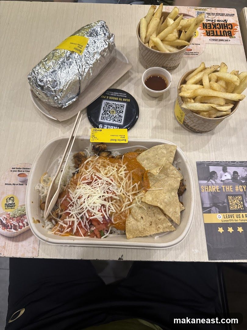 Burrito Bowl and Fries