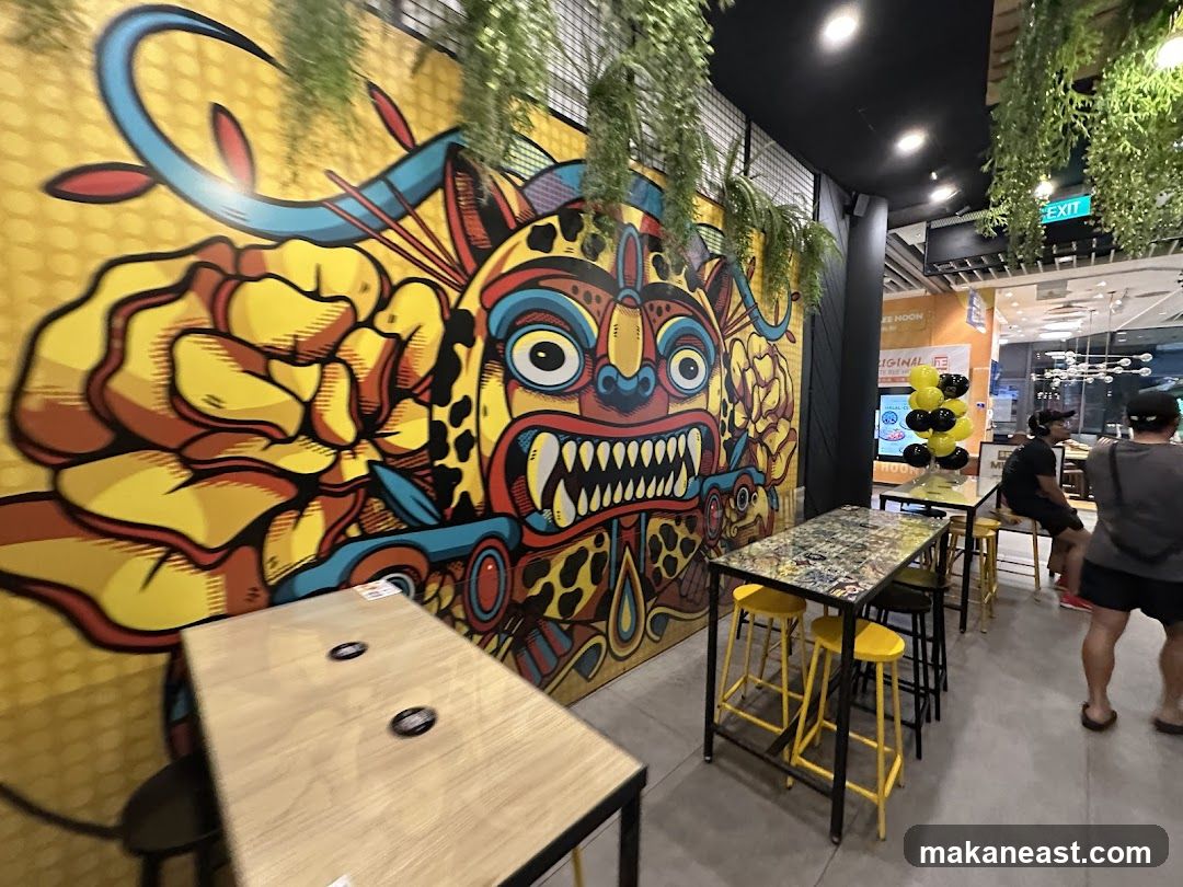 Restaurant Interior with Mural
