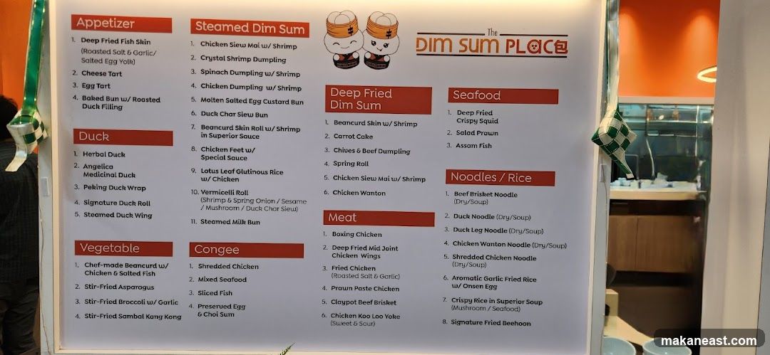 The Dim Sum Place Menu