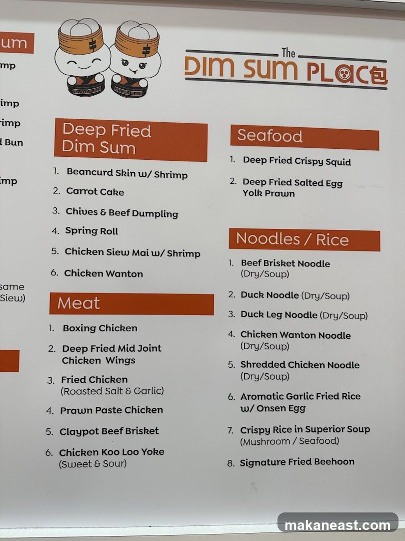 The Dim Sum Place Menu