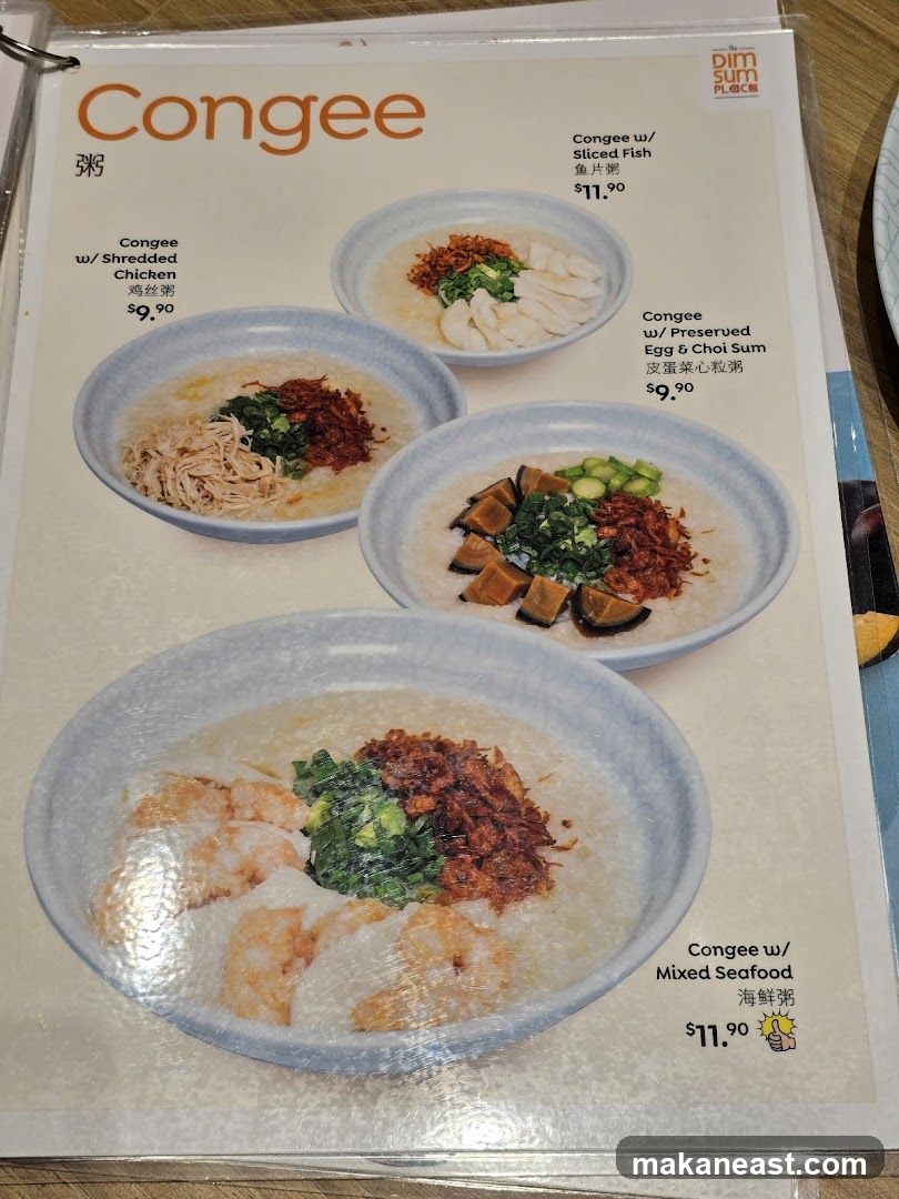 Congee Menu