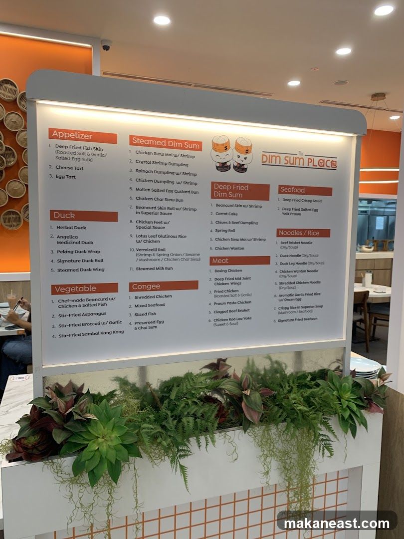 The Dim Sum Place Menu