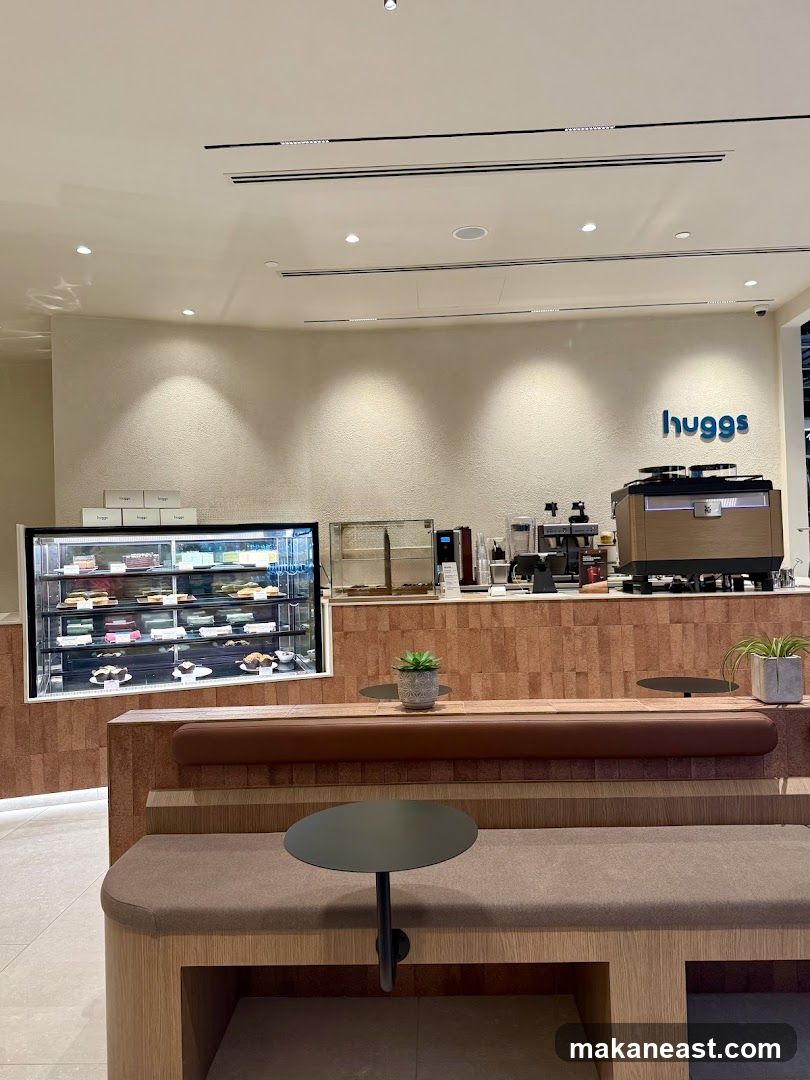 Cafe Interior with Display Case and Seating