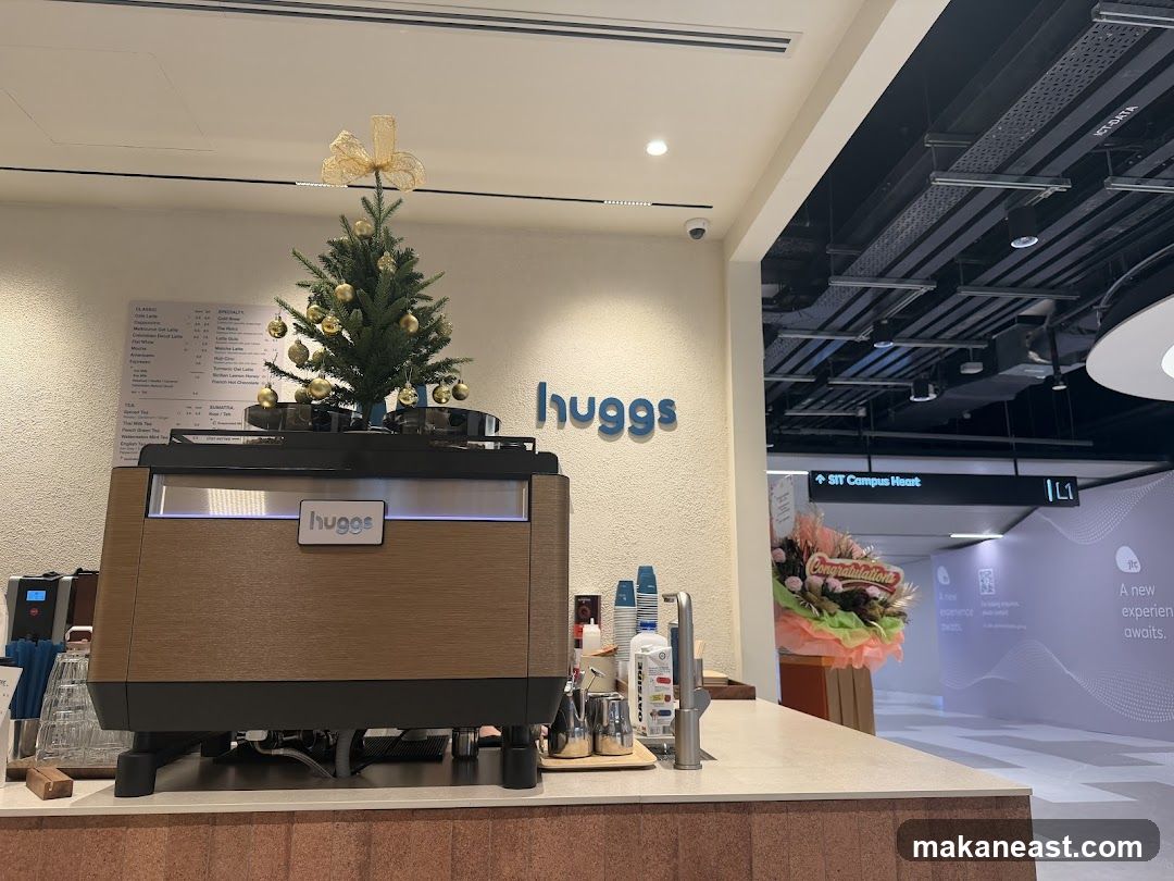 Coffee shop interior with festive decor