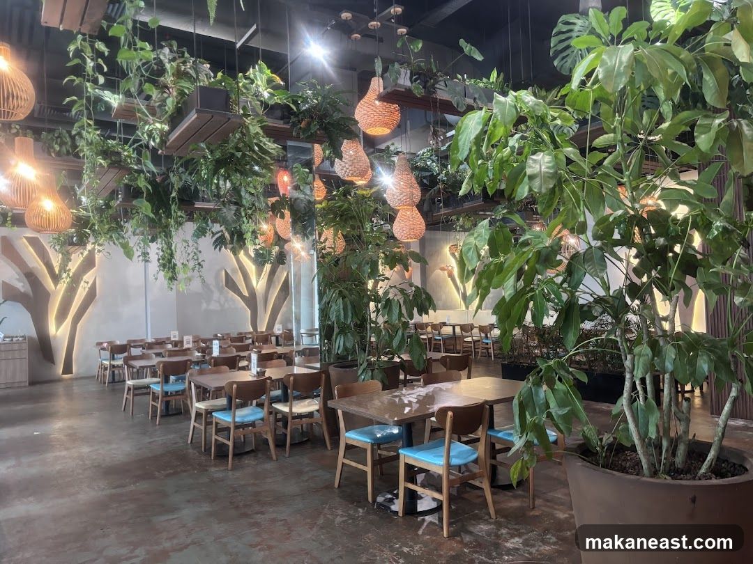 Restaurant Interior with Lush Greenery