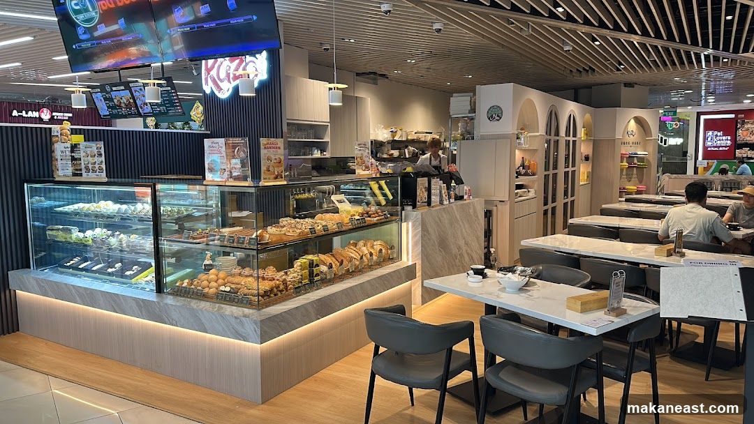 Bakery Interior with Display Cases and Seating