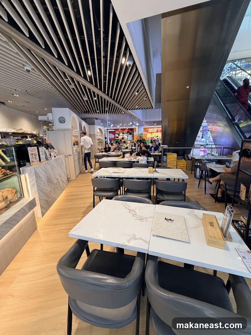 Cafe Interior with Seating and Display Counter