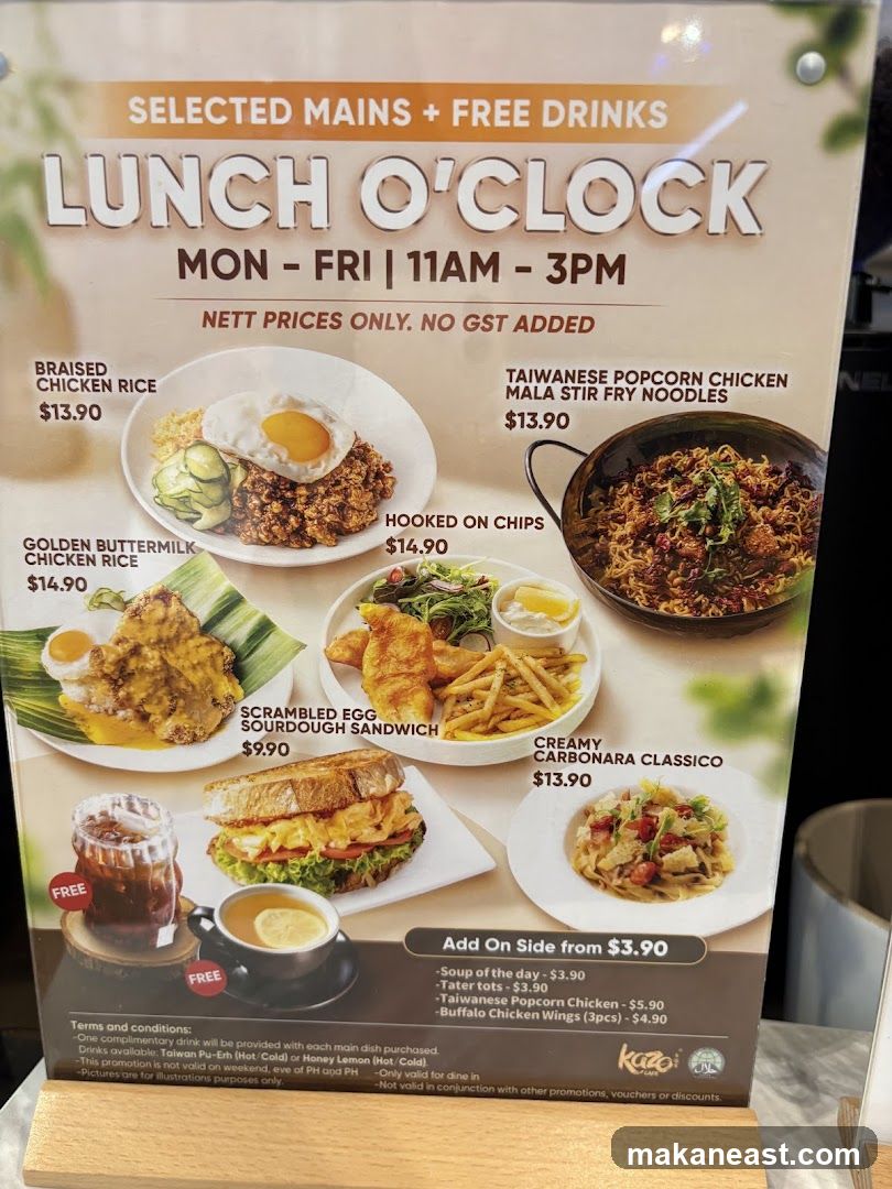 Lunch O'Clock Menu