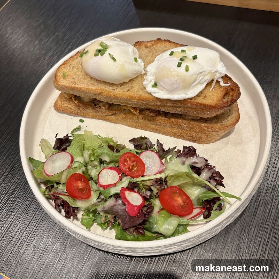 Poached Eggs on Toast with Side Salad