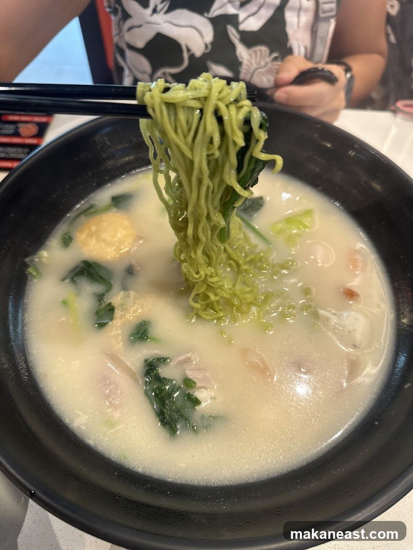 Green Noodles in Broth