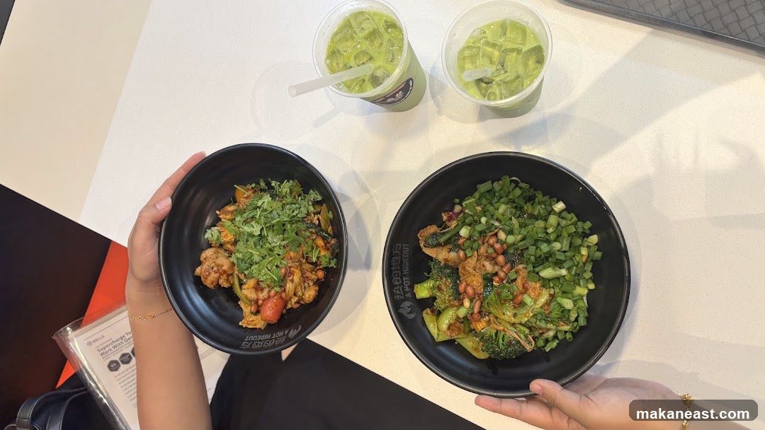 Two Bowls of Food and Drinks