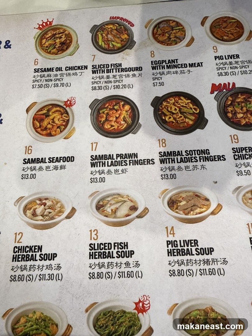 Menu items