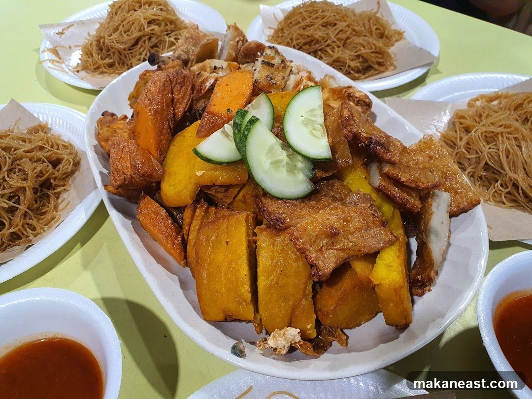 Platter of Fried Food and Noodles