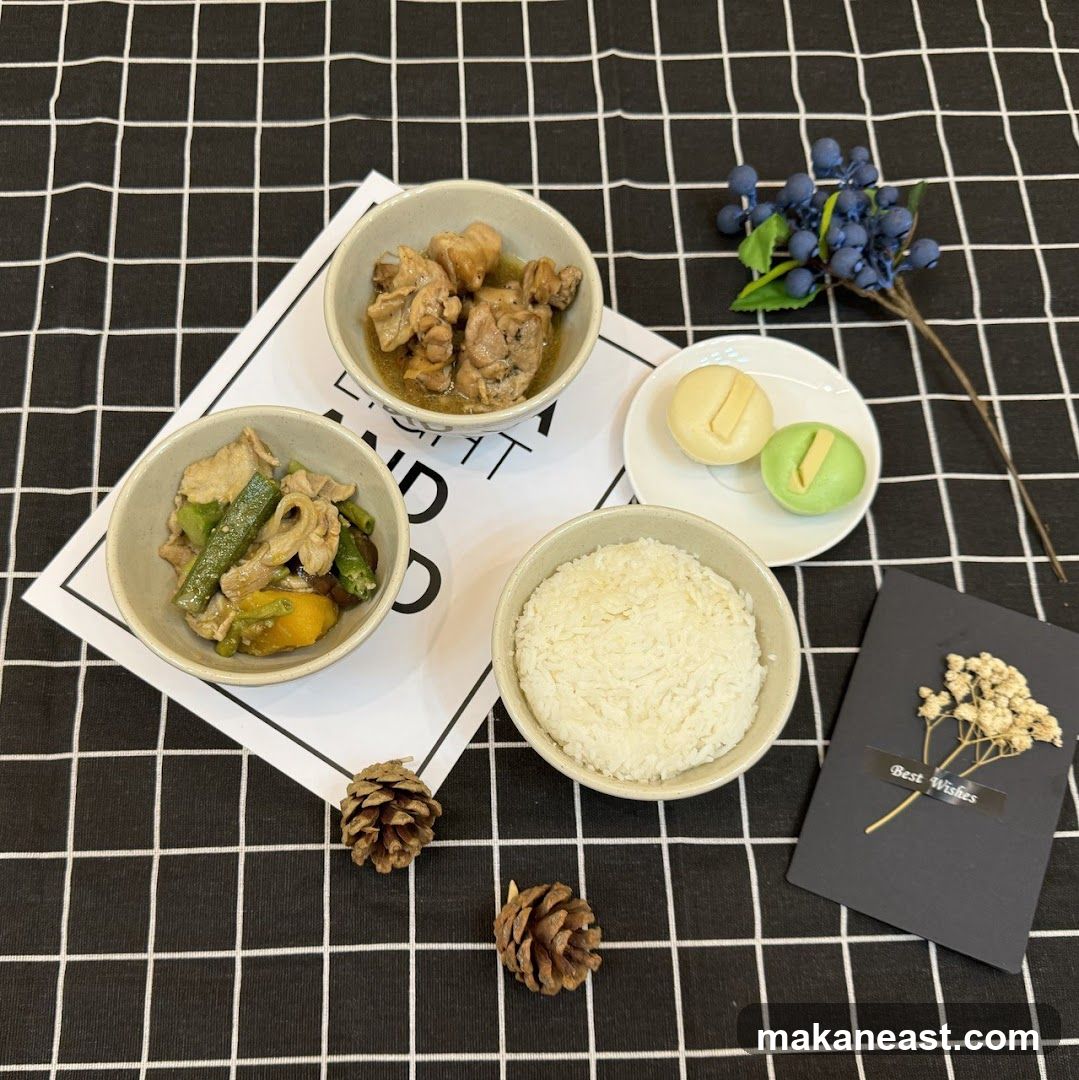 Meal with Rice and Side Dishes