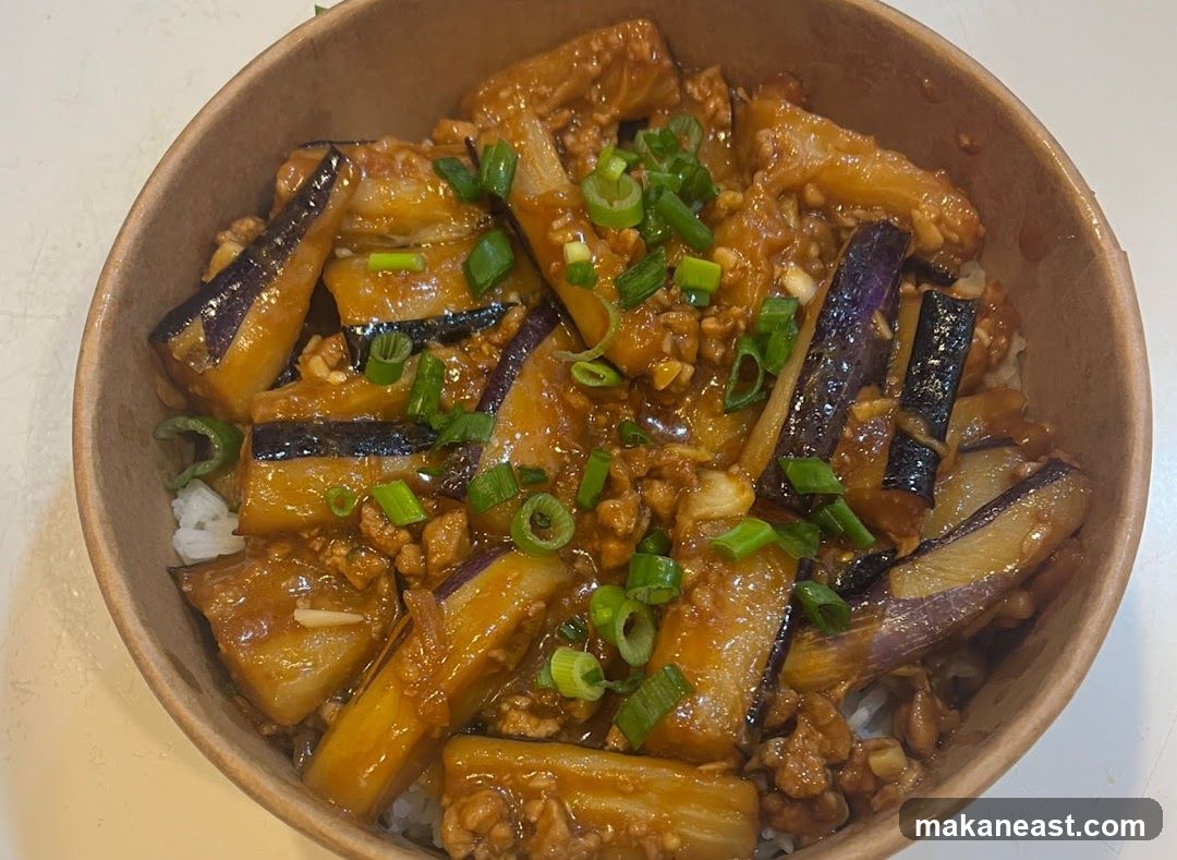 Eggplant and Minced Meat Rice Bowl