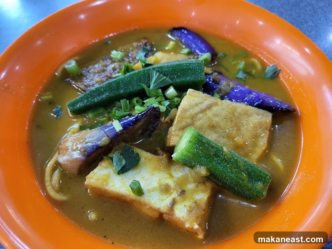 Curry Noodles with Eggplant and Okra