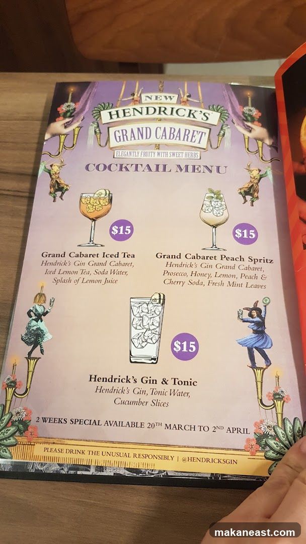 Hendrick's Grand Cabaret Cocktail Menu