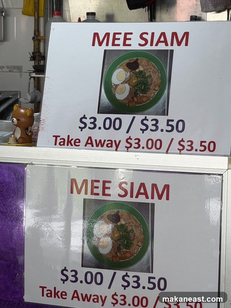 Mee Siam Menu