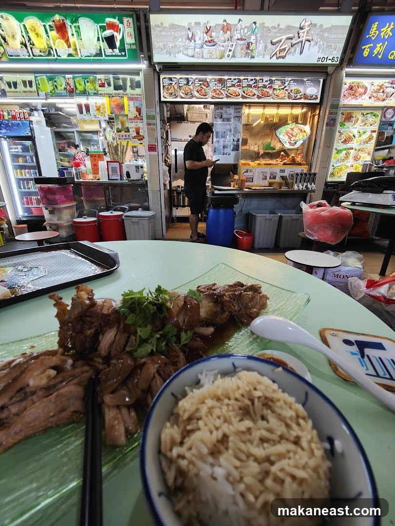 Food Stall with Dishes and Drinks