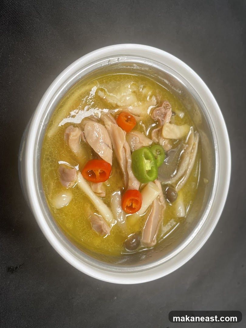 Chicken Soup with Mushrooms and Chili