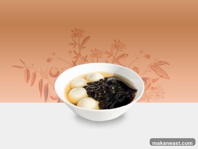 Grass Jelly with Mochi and Boba