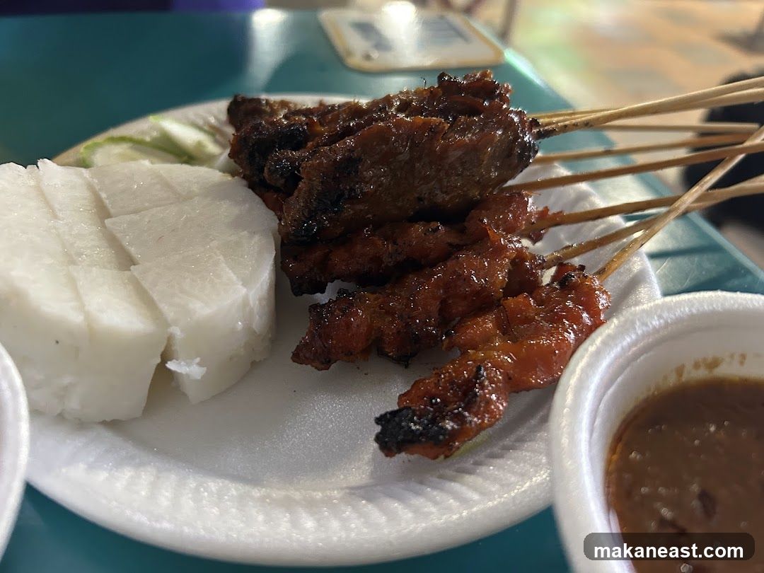 Satay with Rice Cakes and Peanut Sauce