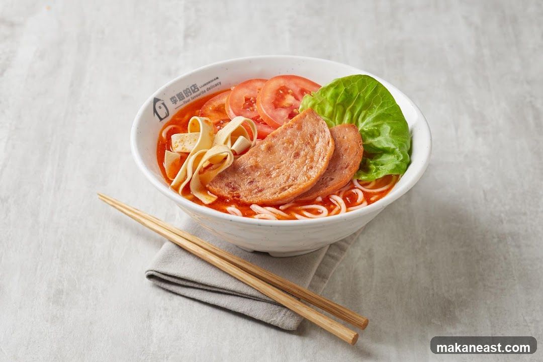 Noodle Soup with Spam and Tomatoes