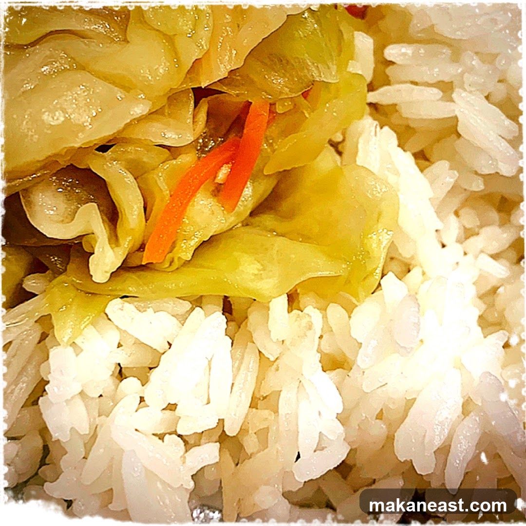 Steamed Rice with Braised Cabbage and Carrots