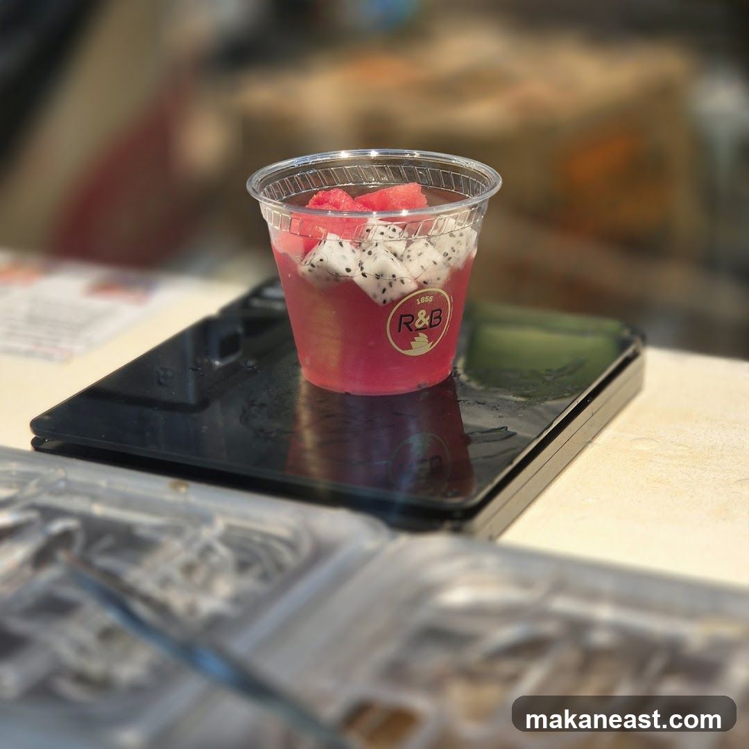 Fruit drink with R&B logo