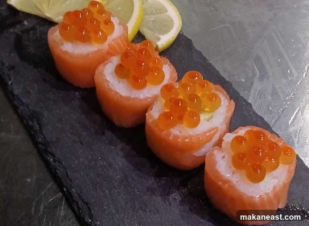 Salmon and Ikura Sushi Bites