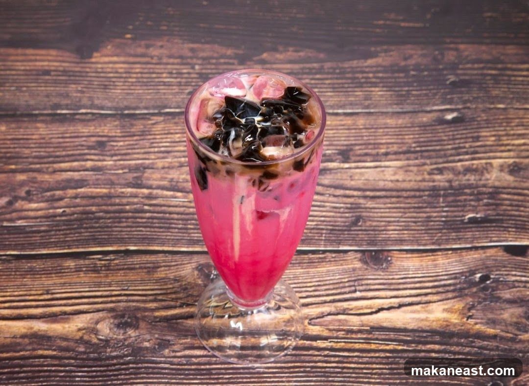 Pink Drink with Grass Jelly