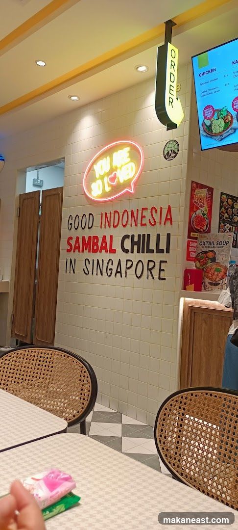 Restaurant Interior with Neon Sign