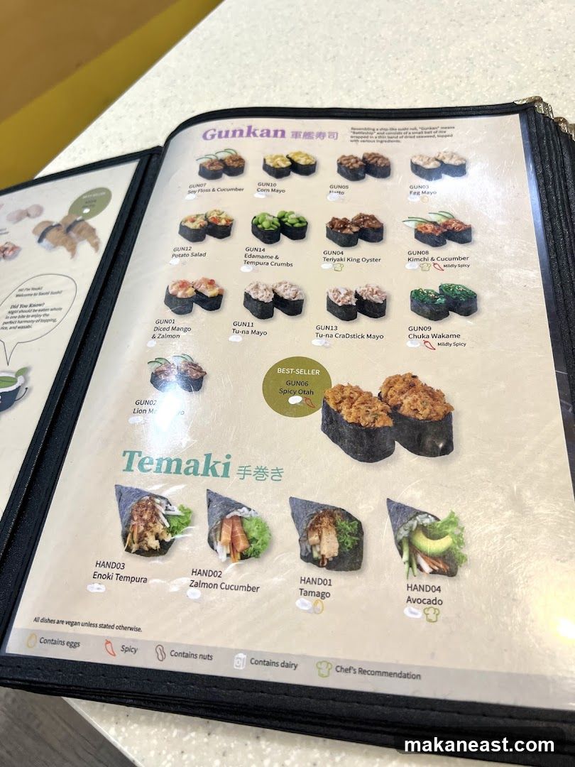Gunkan & Temaki Menu