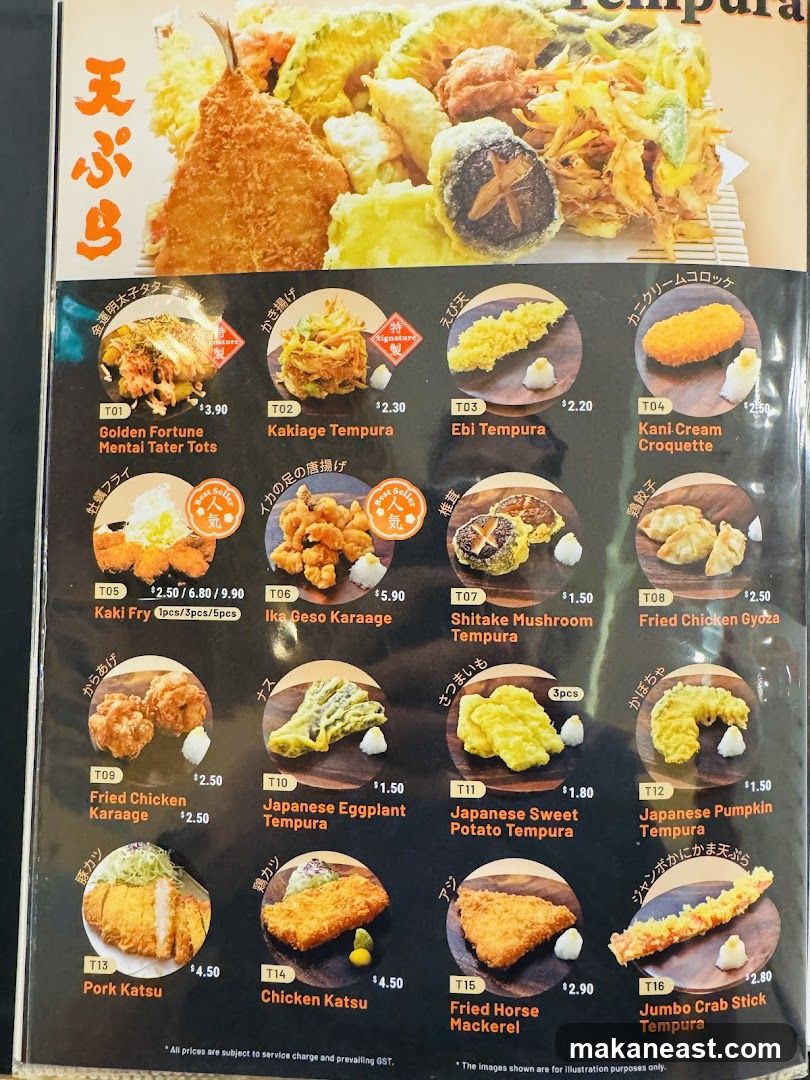 Tempura Menu