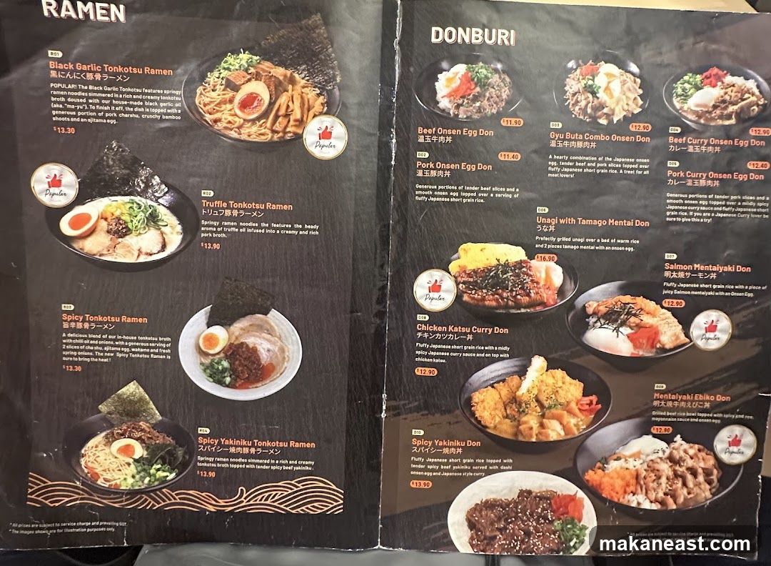 Ramen and Donburi Menu