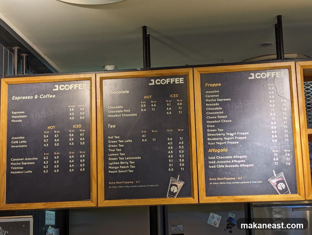 J.COFFEE Menu