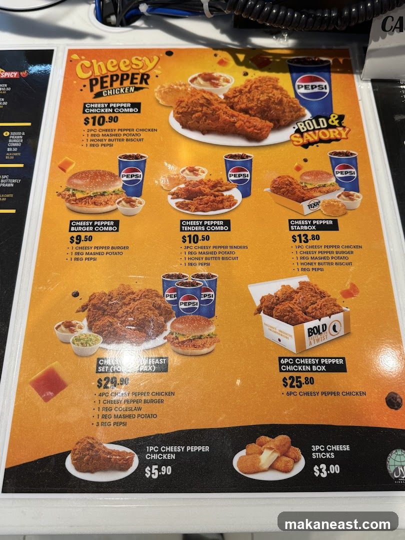 Cheesy Pepper Chicken Menu
