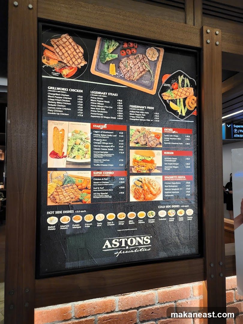 Aston's Specialities Menu