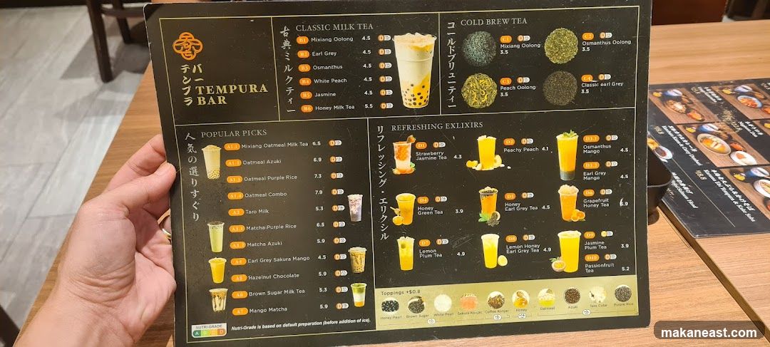 Tempura Bar Menu