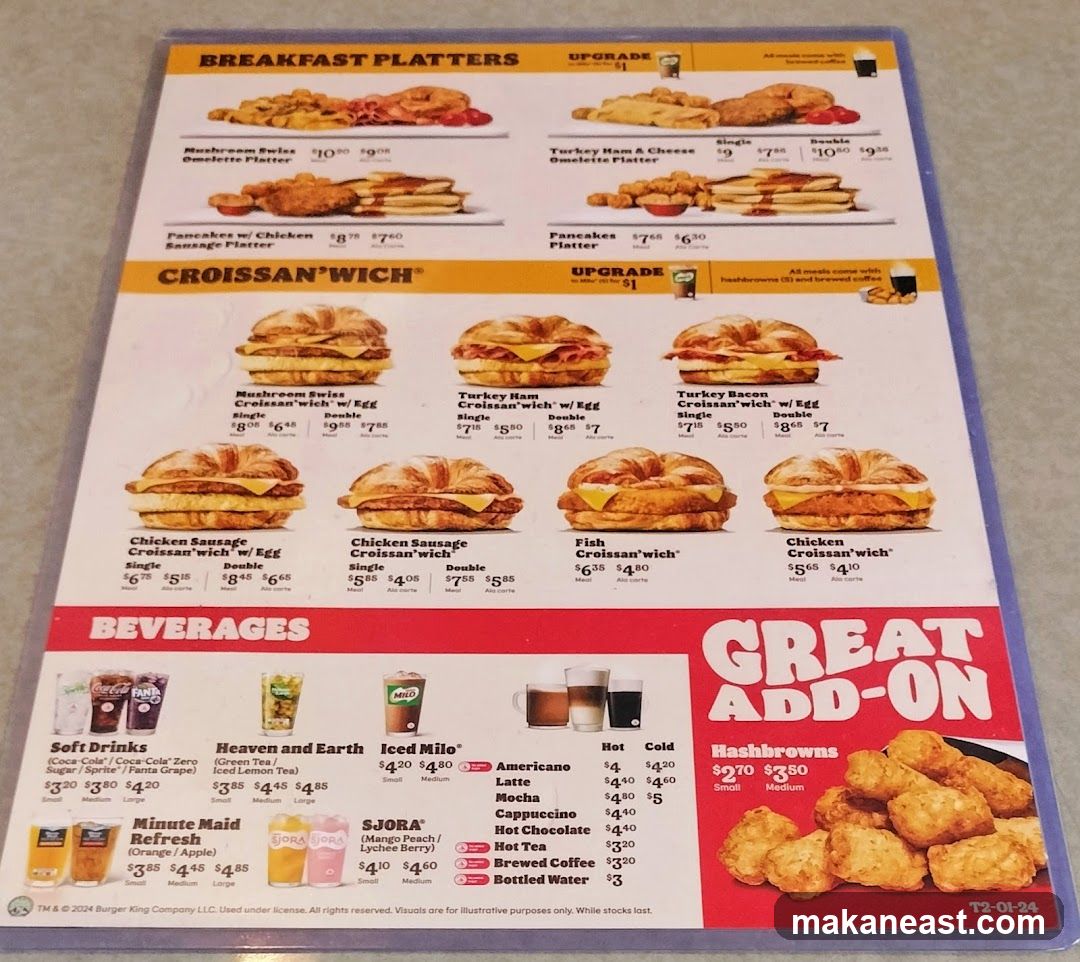 Burger King Menu
