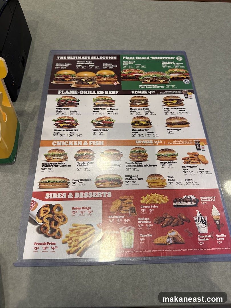 Burger King Menu