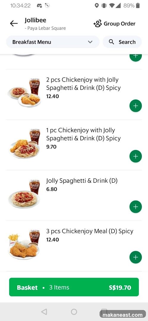 Jollibee Breakfast Menu