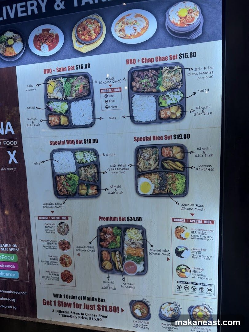 ManNa Korea Menu