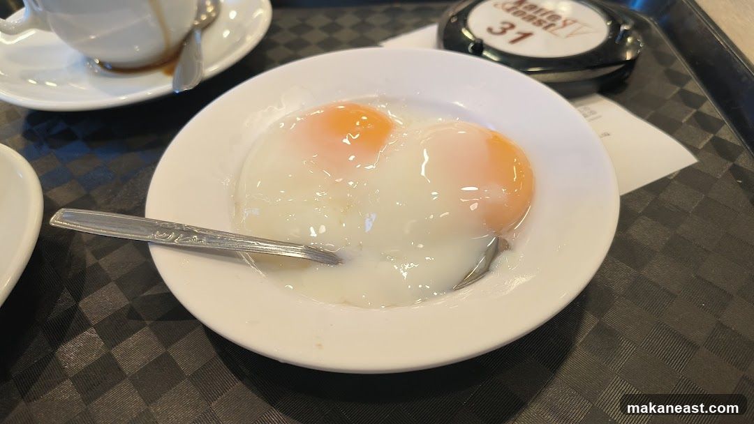 Soft-boiled eggs with coffee