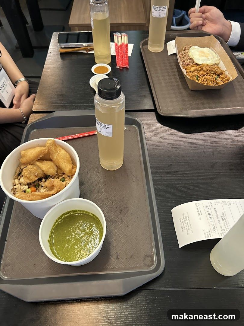 Food Trays with Drinks and Receipt