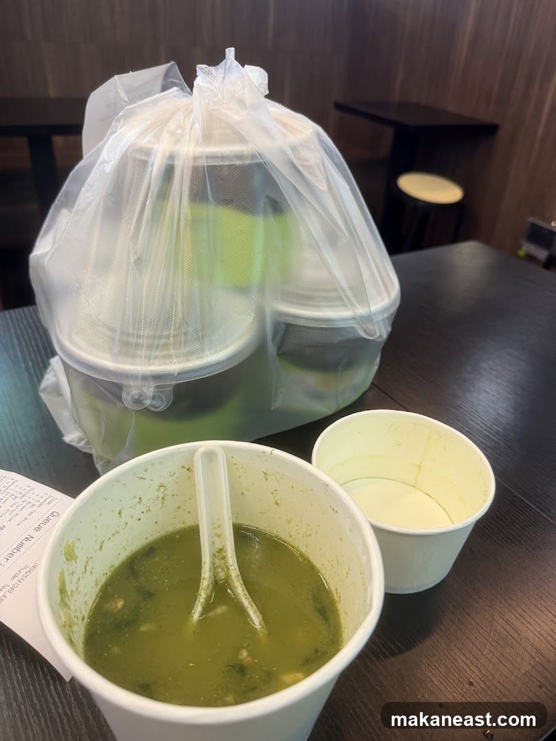 Takeout Soup and Drinks