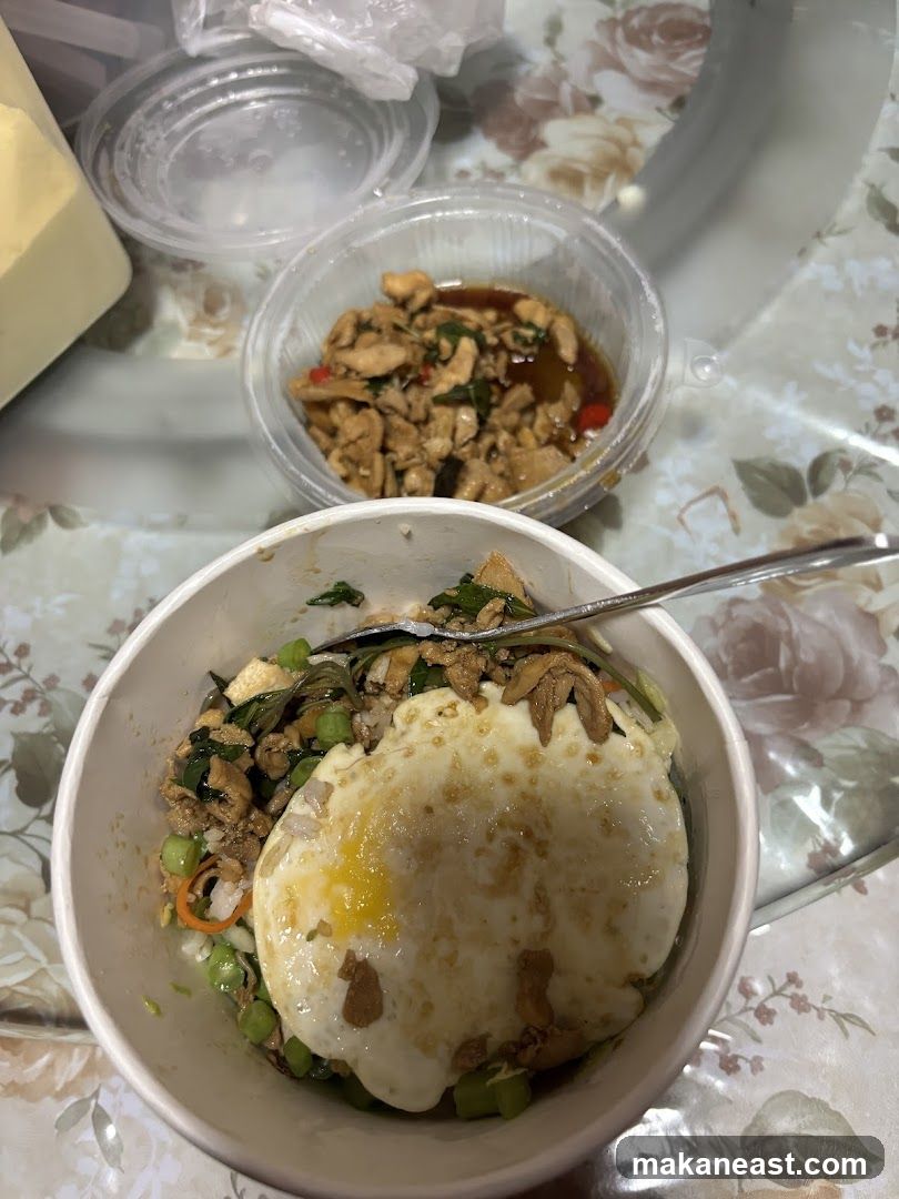 Thai Basil Chicken with Rice and Fried Egg