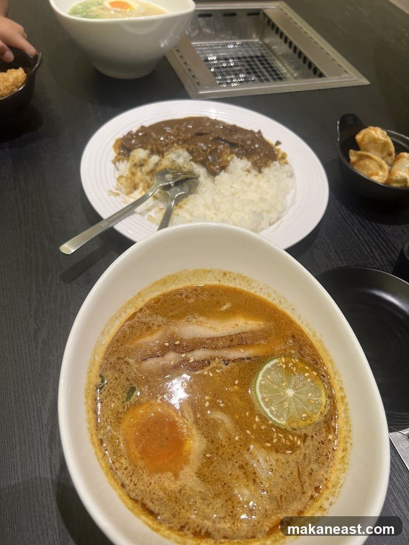 Table with various Japanese dishes